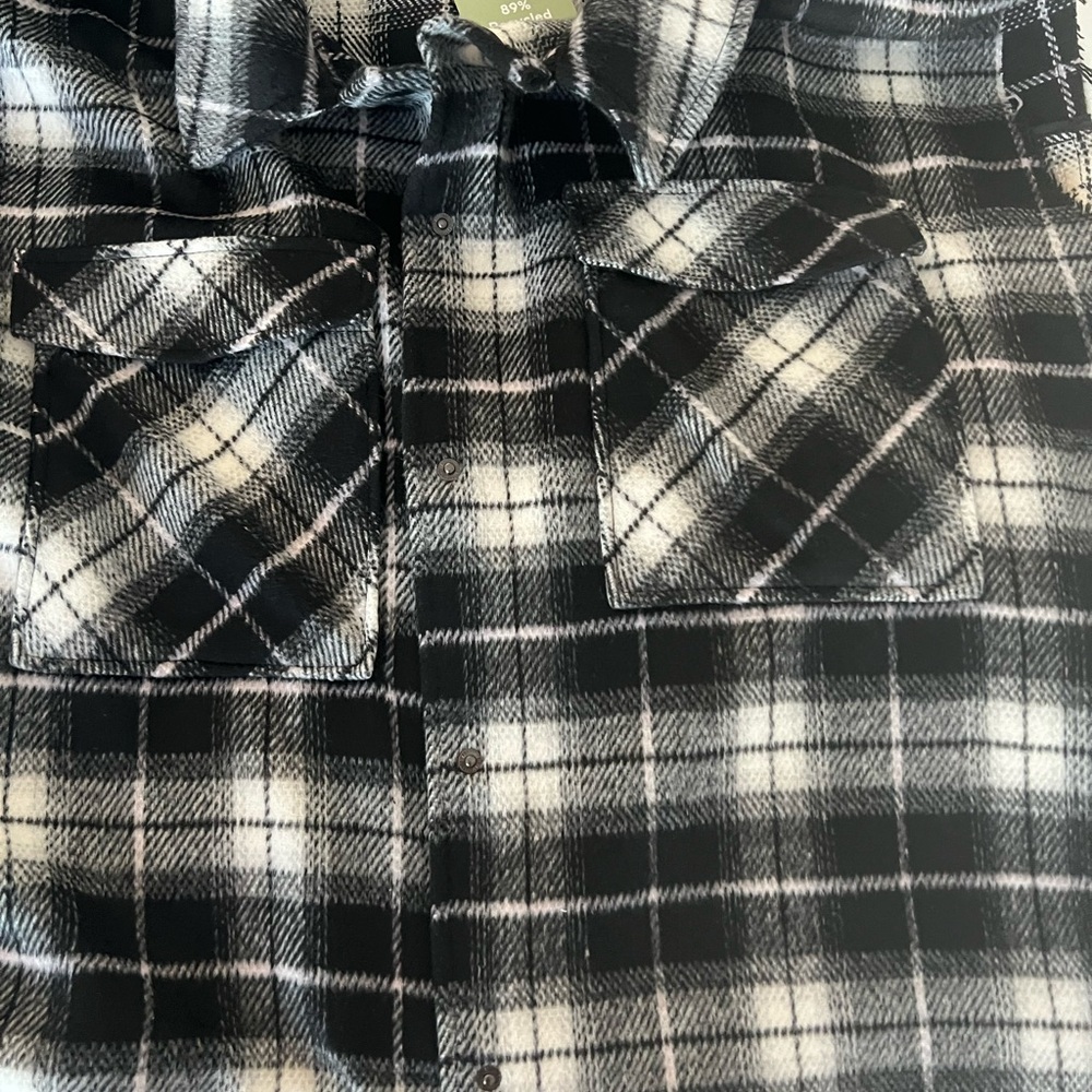 H&M Sleeveless Black And White Plaid Shirt Jacket XXLT - Picture 9 of 14